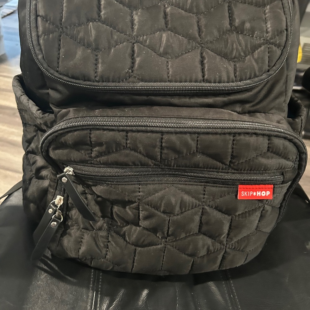 Skip Hop Black Quilted Baby Diaper Backpack